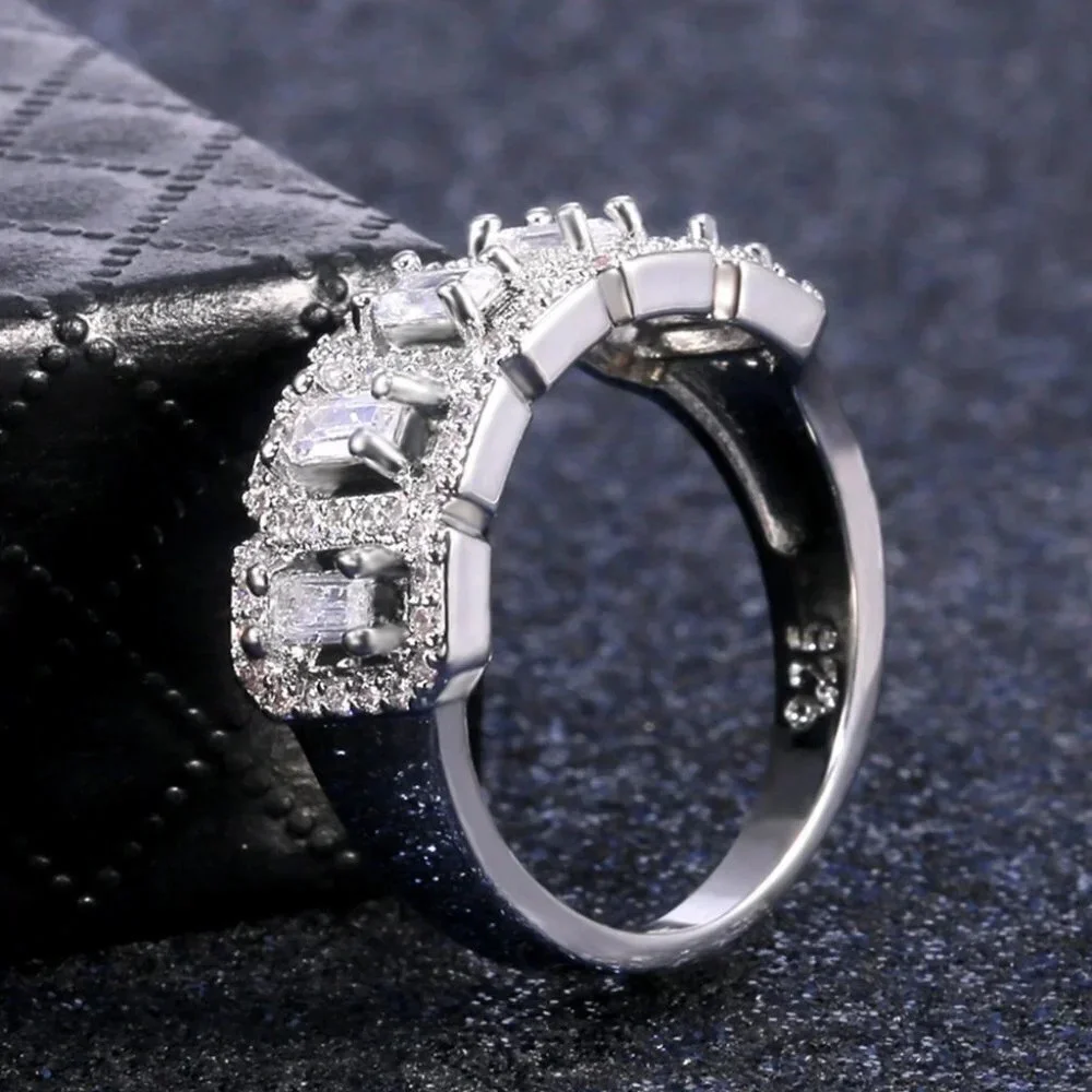💍 Hollow Full Around Zircon Silver Fashion Eternity Ring for Women, EVGG…